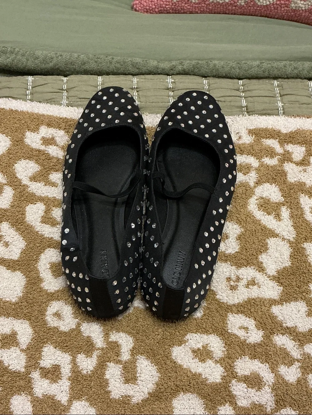 Old Navy Black Studded Ballet Flats